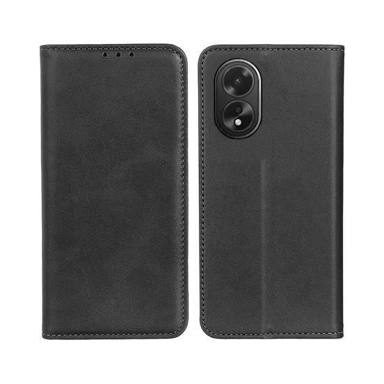 Leather Flip Cover with Internal Pocket for Oppo A38 4G Black